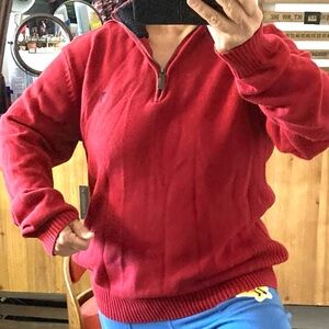 U.S. Polo Assn. 1/4 Zip Cable-Knit Sweater In Barn Red/L
